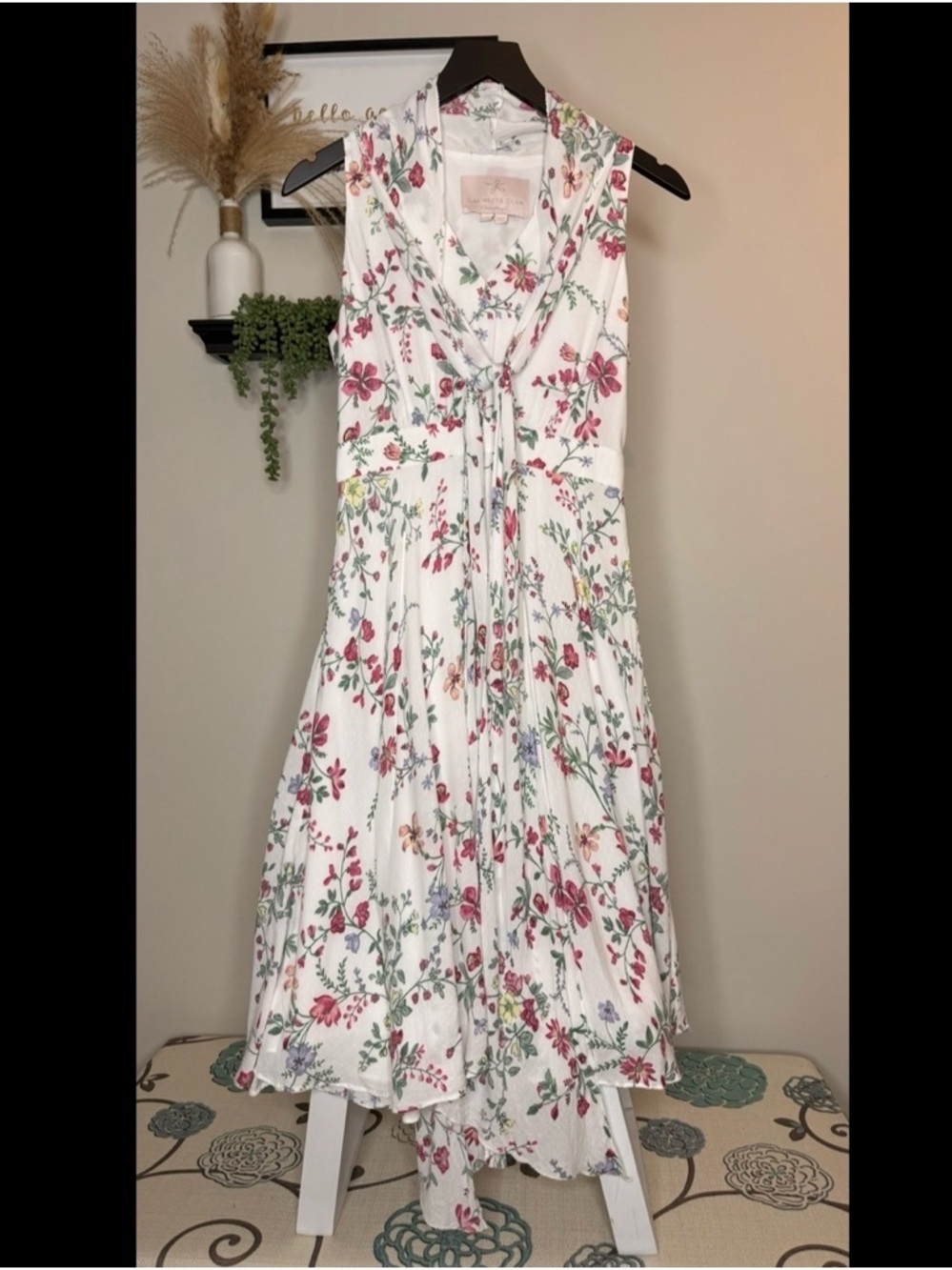 Gal Meets Glam White Dress with Soft Floral Accents